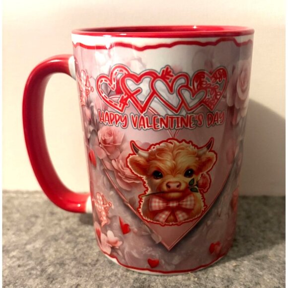 Valentines Day Highland Cow Design Mug  4.5"   # 3058 - Picture 1 of 4